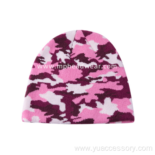 Knitted Jacquard Disruptive Pattern 100% Acrylic Beanie